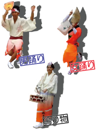 阿波踊り衣装 男踊り、女踊り、鳴り物